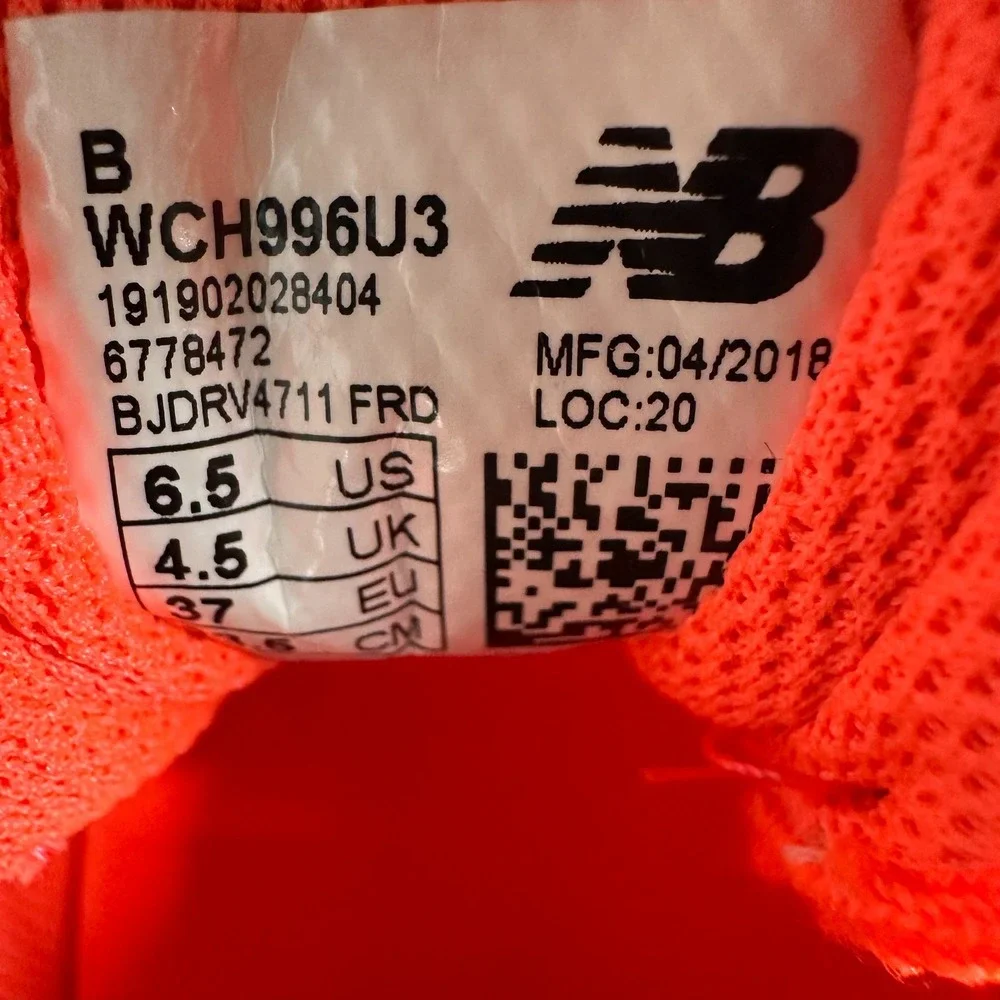 New Balance Pro Bank WCH996U3 Athletic Sneakers Tennis 996 Shoes Orange Size 6.5